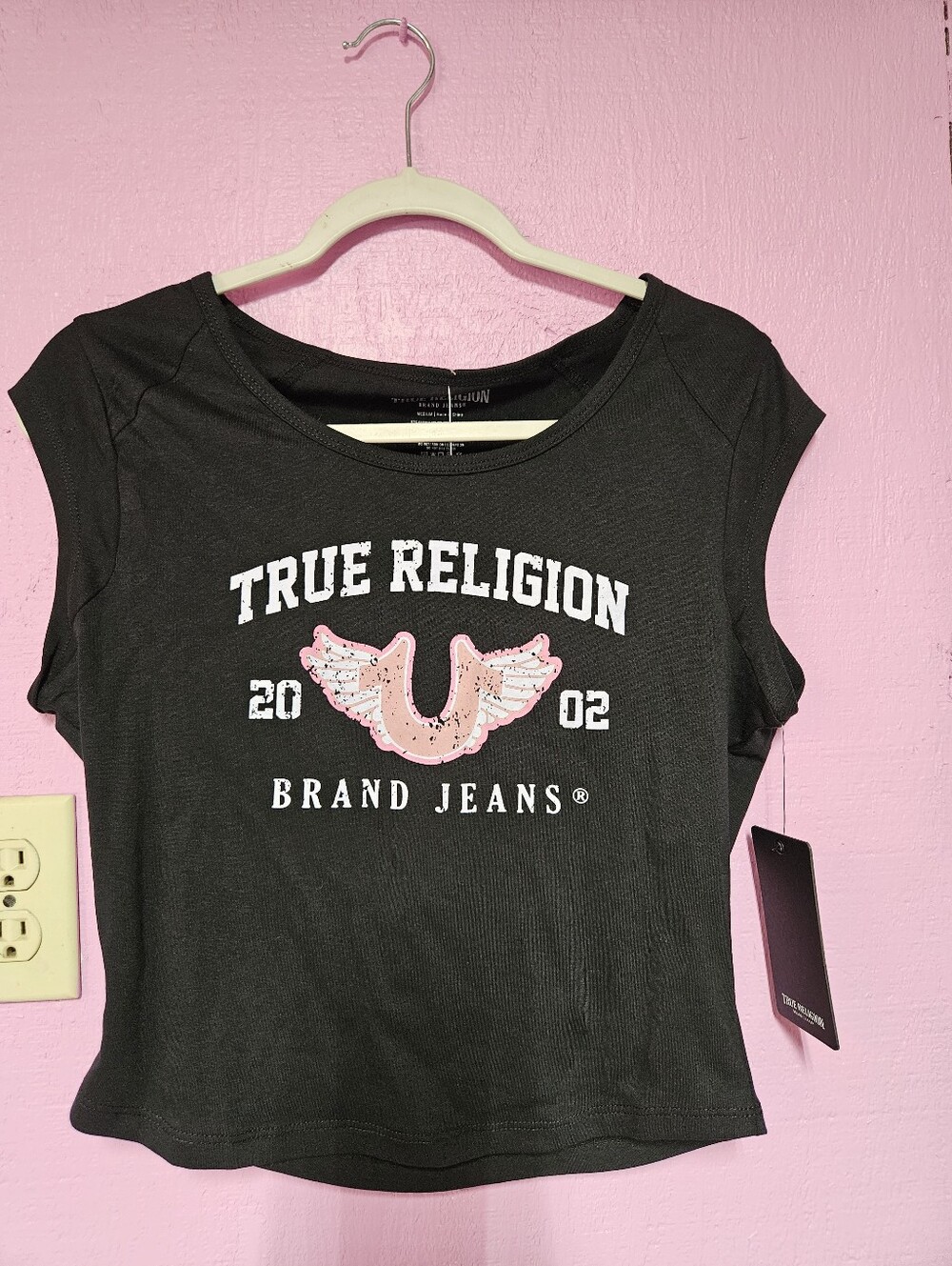 True Religion Black Scoop Neck Tee